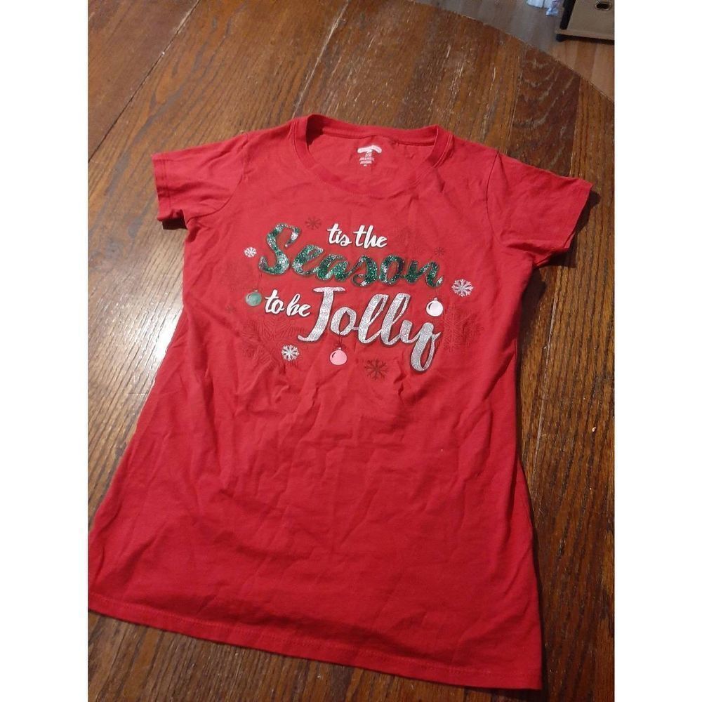 Small 4/6 Holiday Time Short Sleeve Cotton  Christmas Holiday Tee TShirt Top
